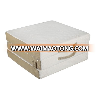 4 inch Bamboo tri fold foam mattress with rolled up vacuum packing